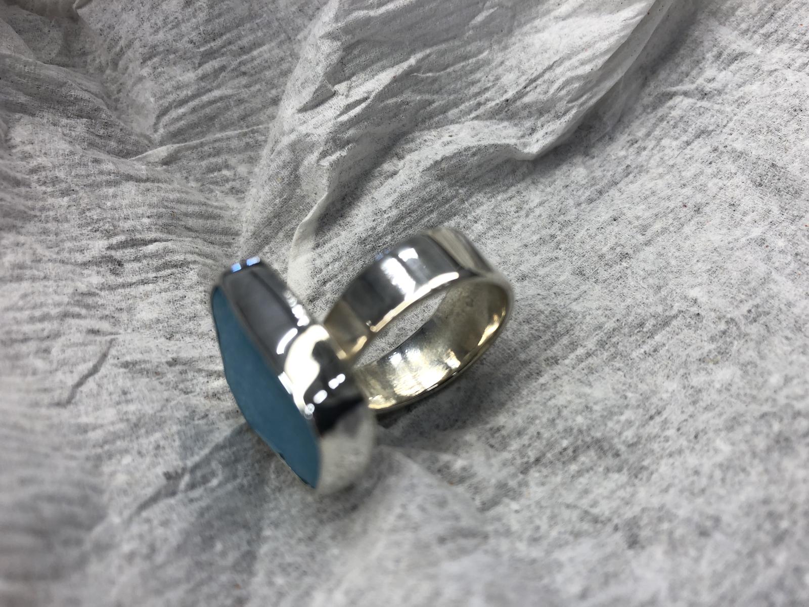 Sea glass reverse taper sterling ring