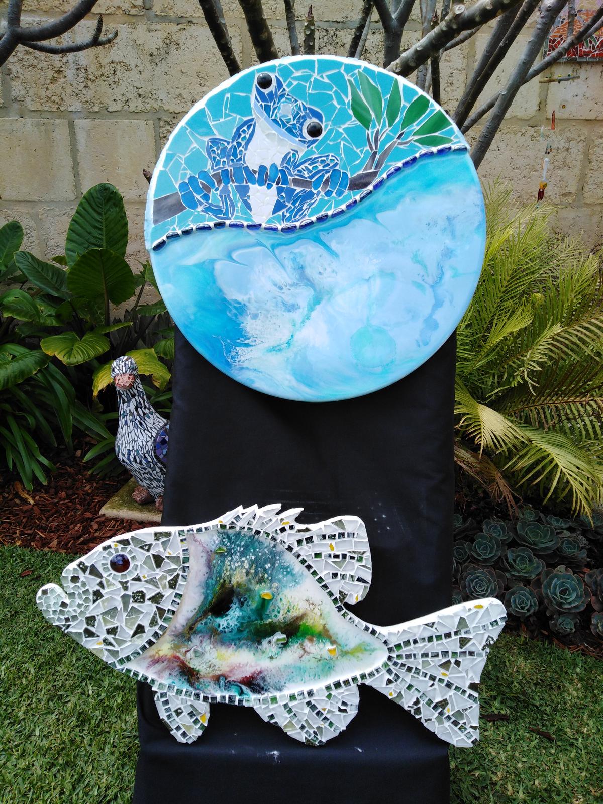 Combination Art with Mosaic and Resin