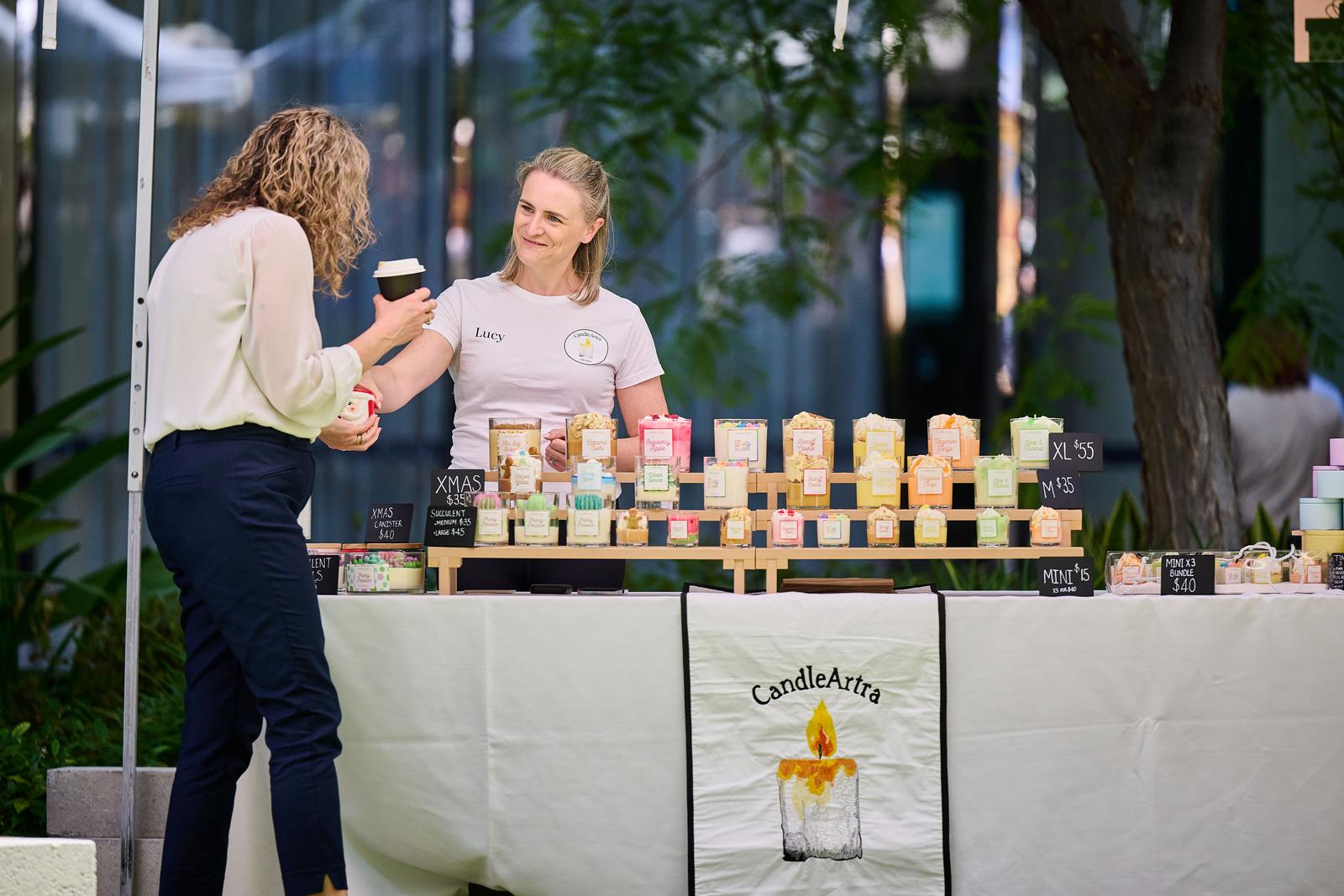 Market stall with Lucy