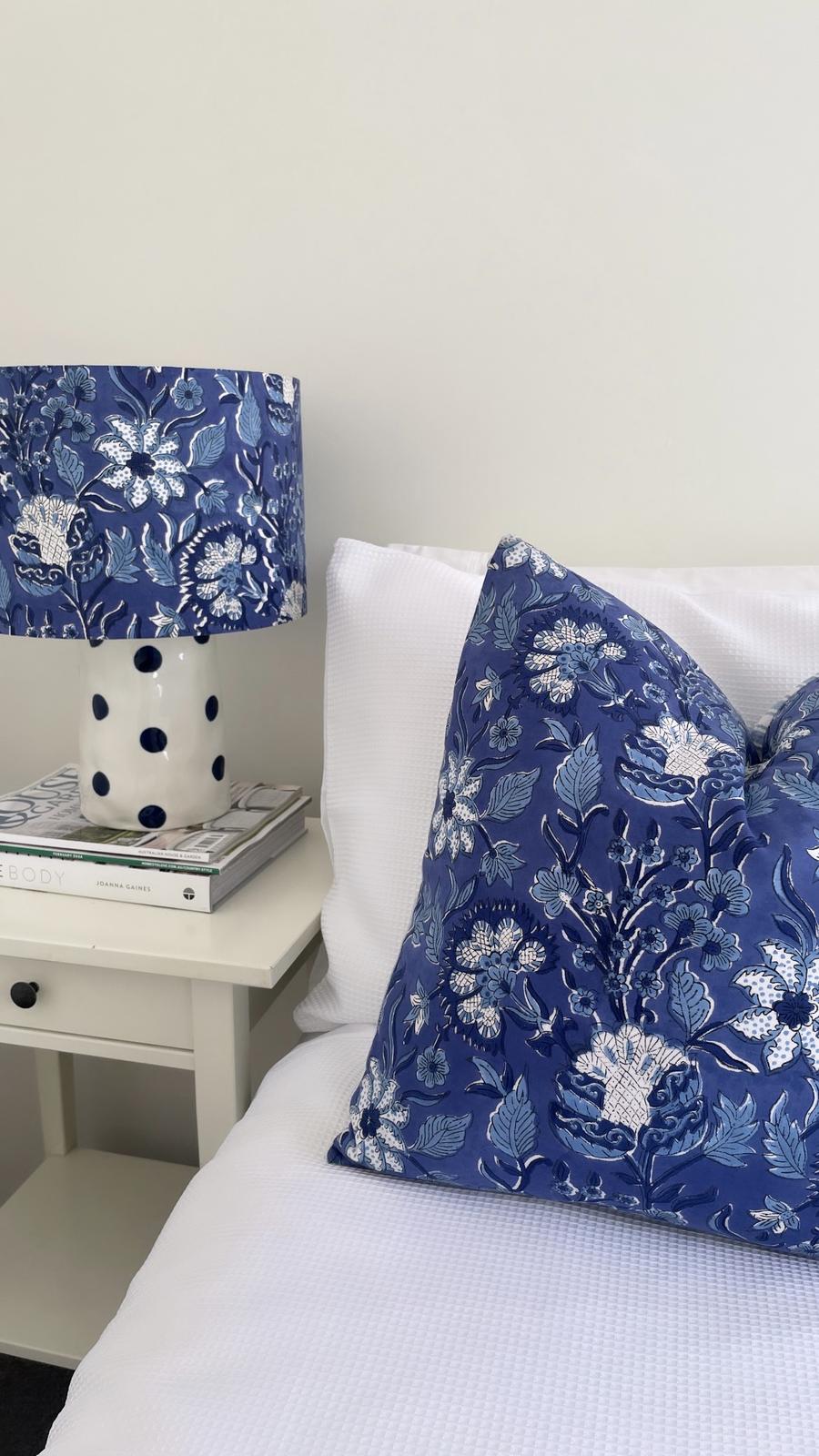 Jaipur Blue Floral cushion & matching lampshade