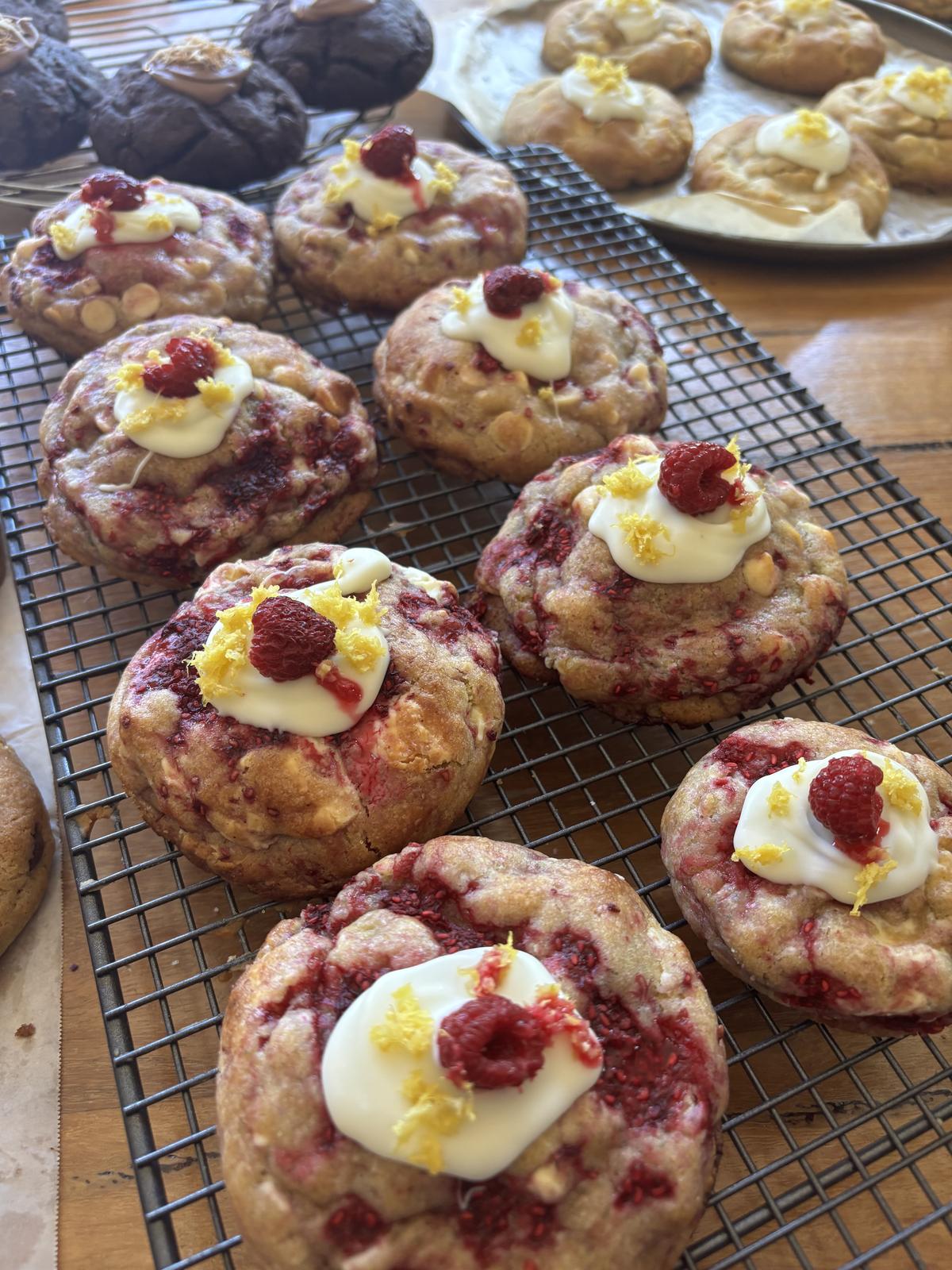 Homemade Lemon Curd, Raspberry & White Choc Cookies
