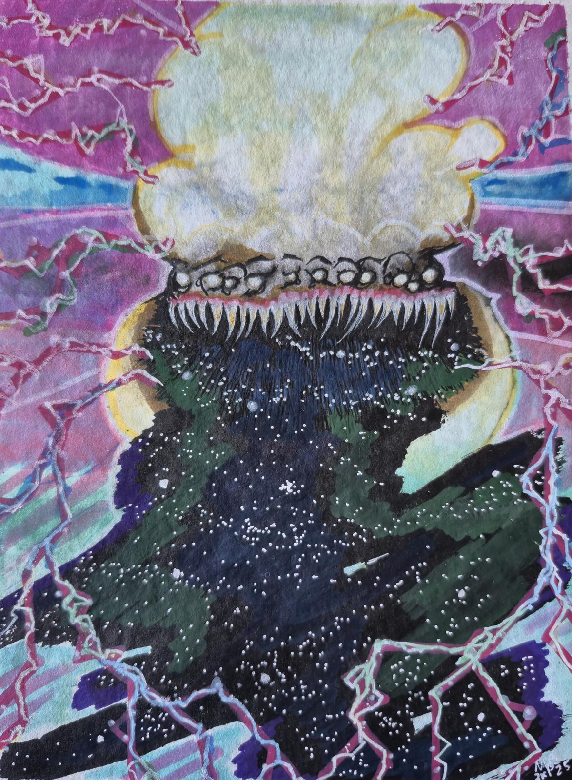 Galactic Horror, 2025, watercolour and pen on paper