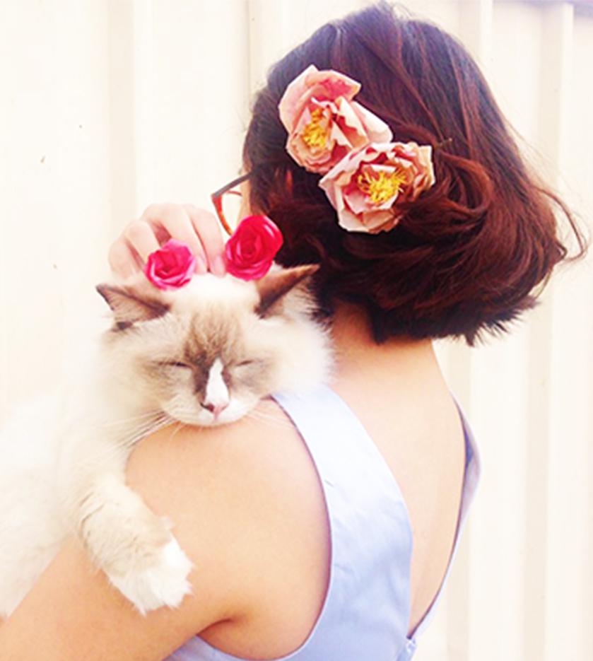 Cats and flowers make a perfect combination.