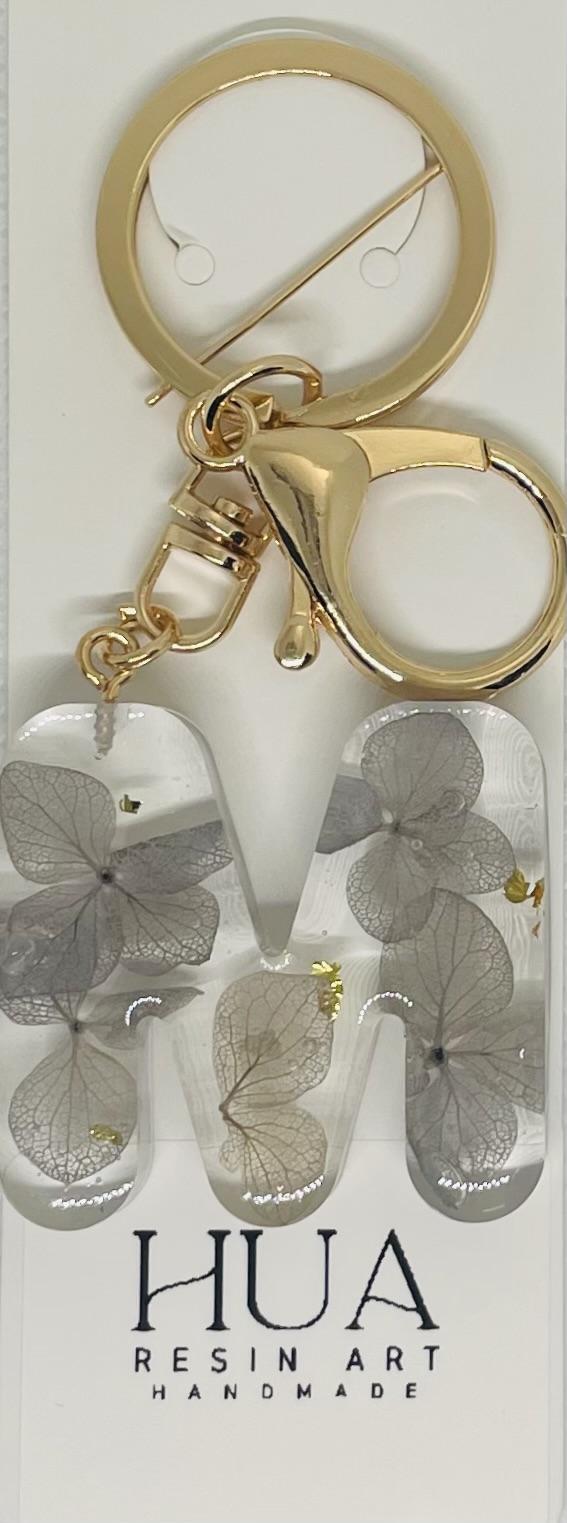Floral Resin Alphabet Letter Keychain