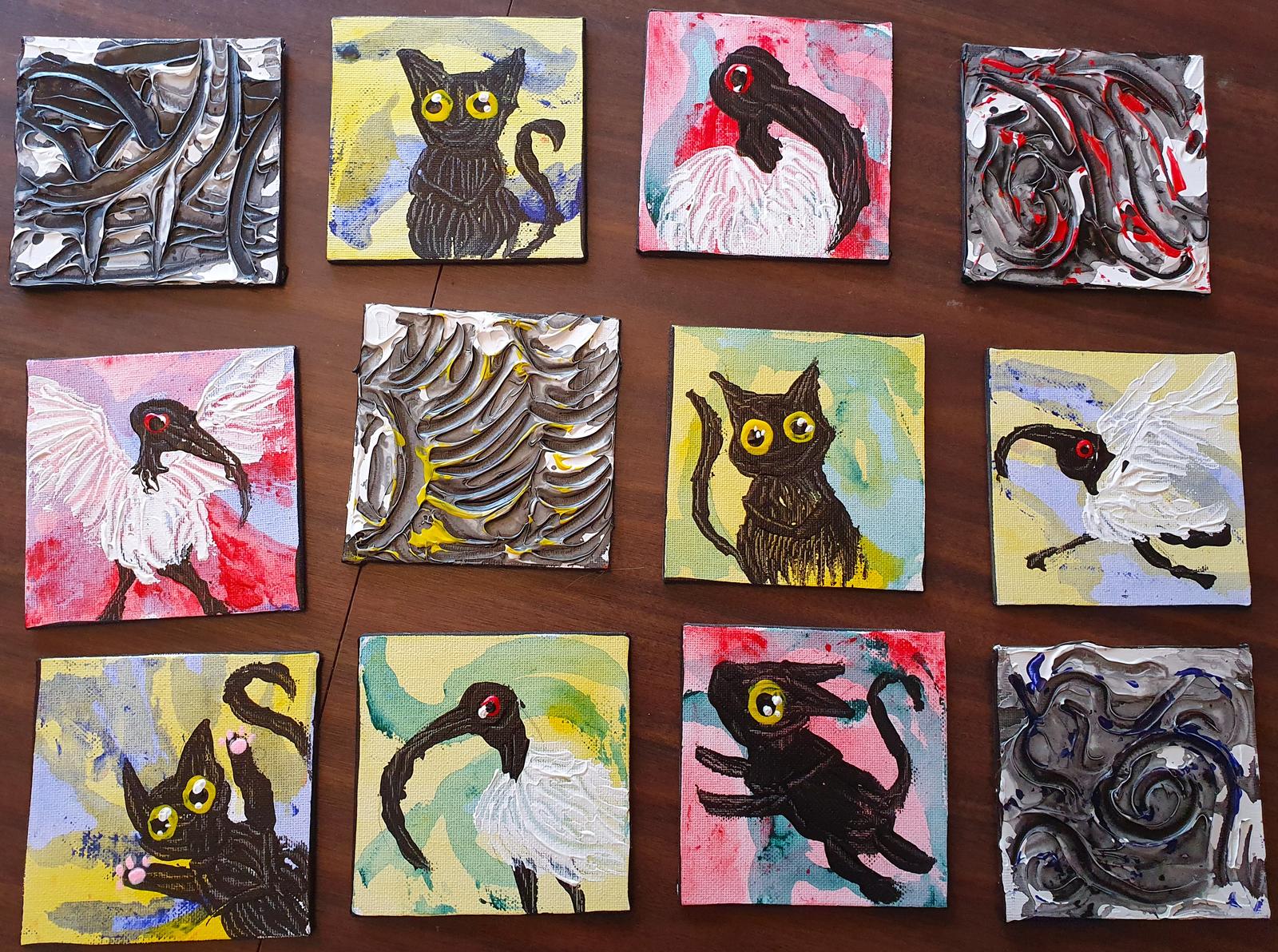 Mini canvas tiles for the market stall