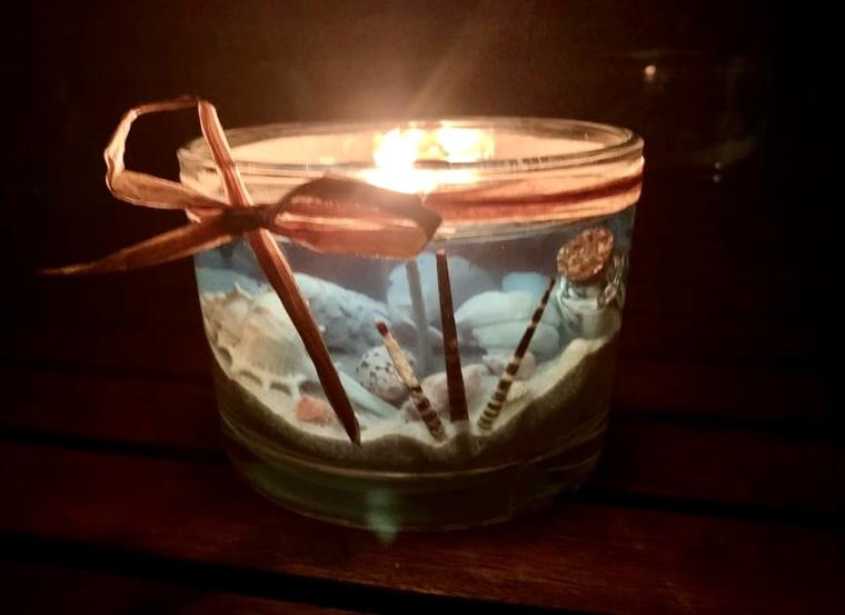 Candles lit at night