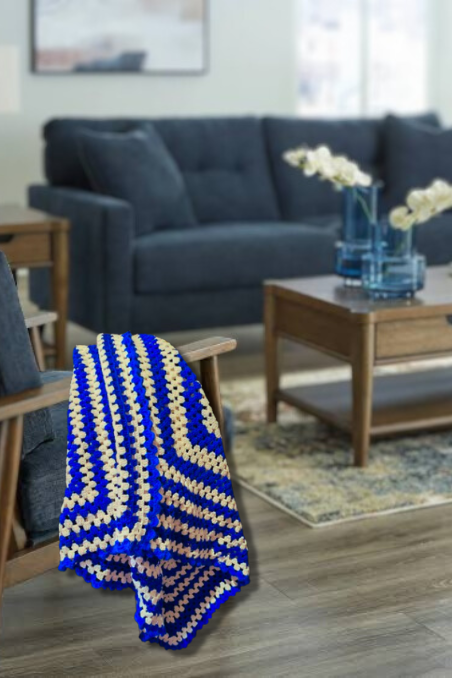 Blue and White Throw Blanket