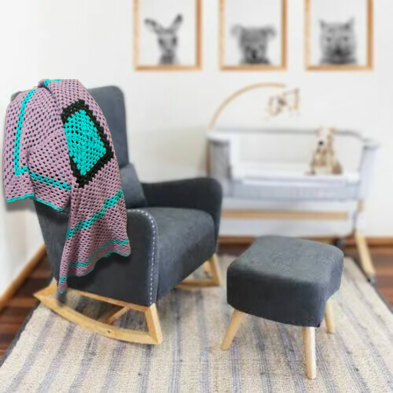Purple & Black Crochet Baby Blanket