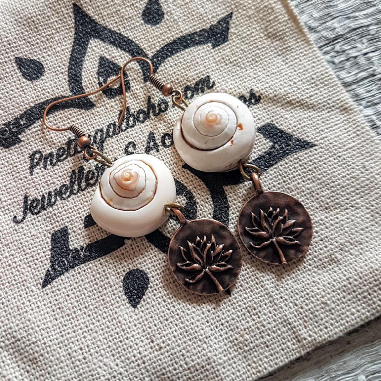 Brass Handmade Conch Shell Earrings