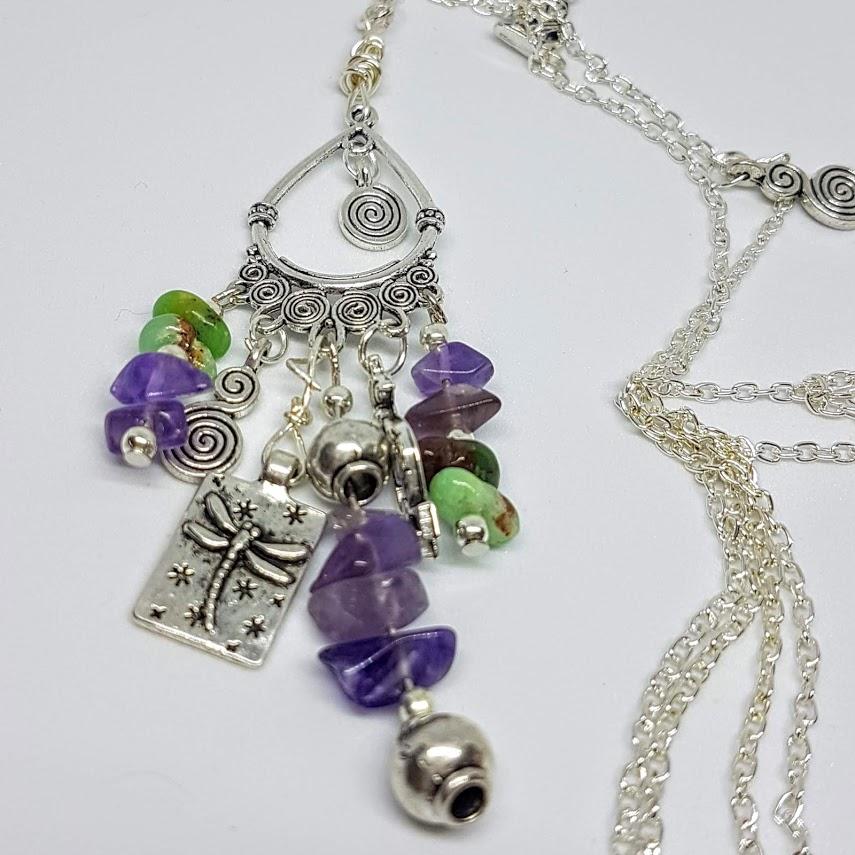 Dragonfly Amethyst & Aventure Handmade Necklace