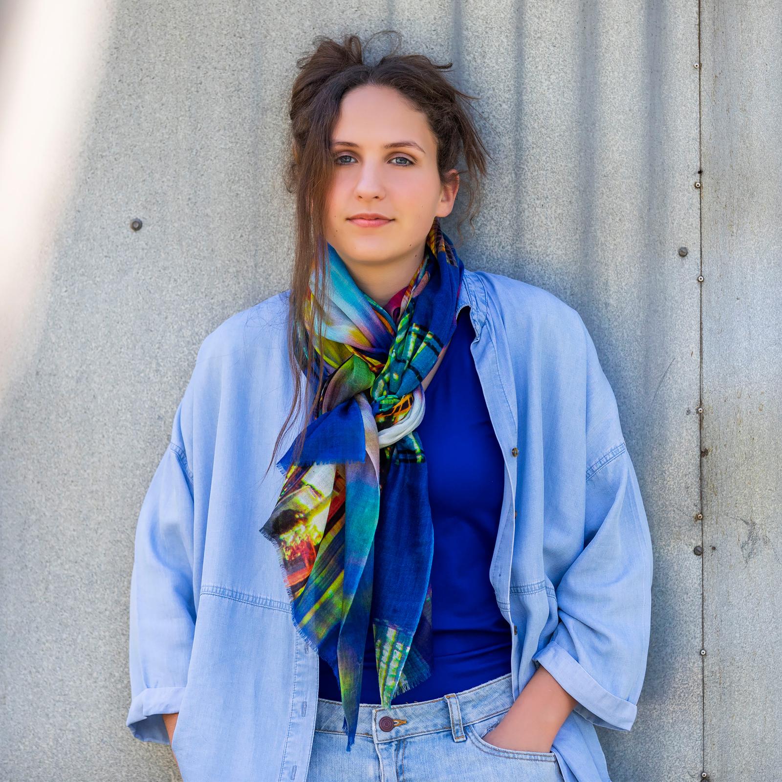 Perth Lit Up 90% Merino Wool & 10% Cashmere Scarf - Photo of Perth Nightscape