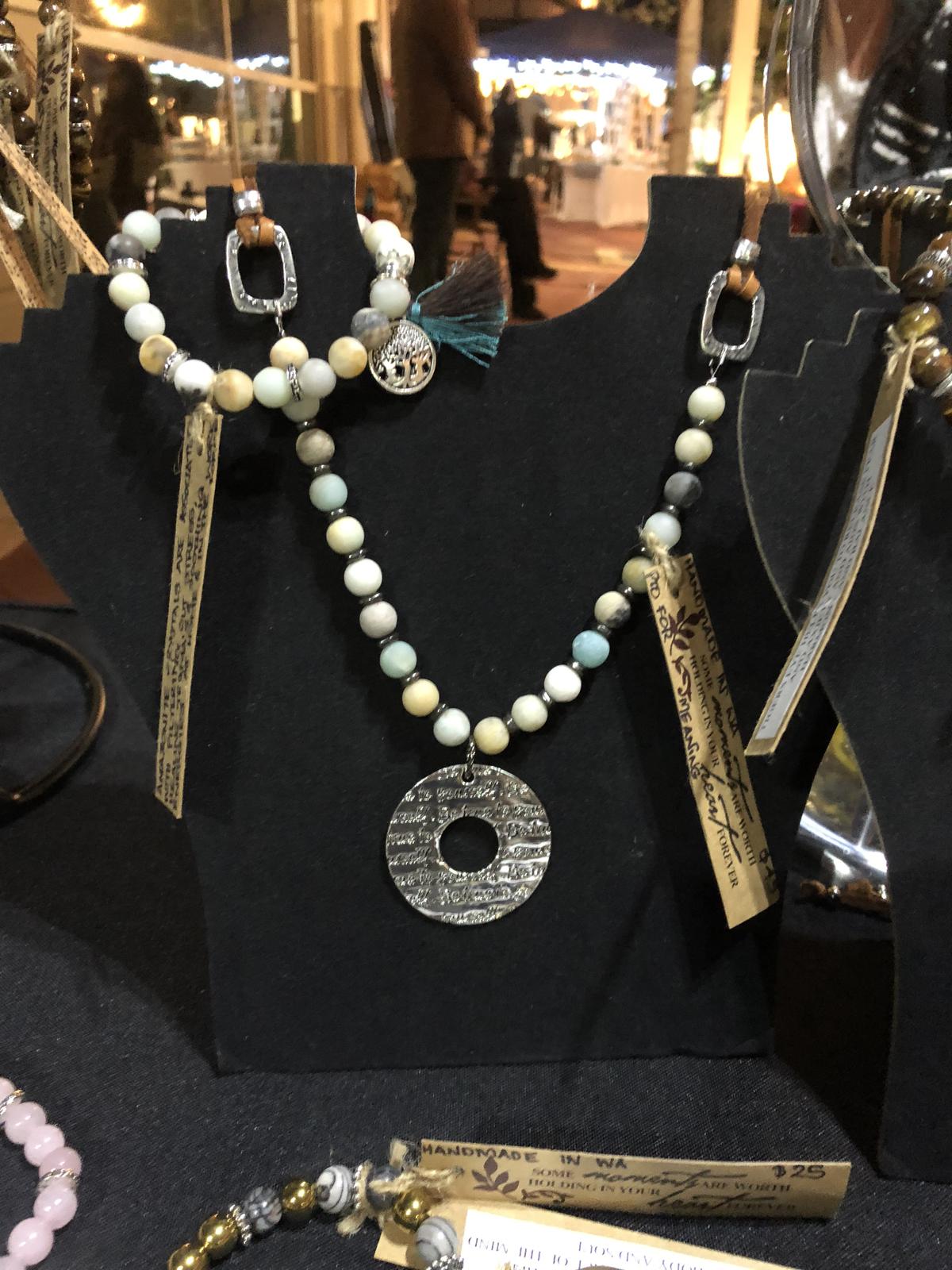 Handmade Amazonite necklace and bracelet