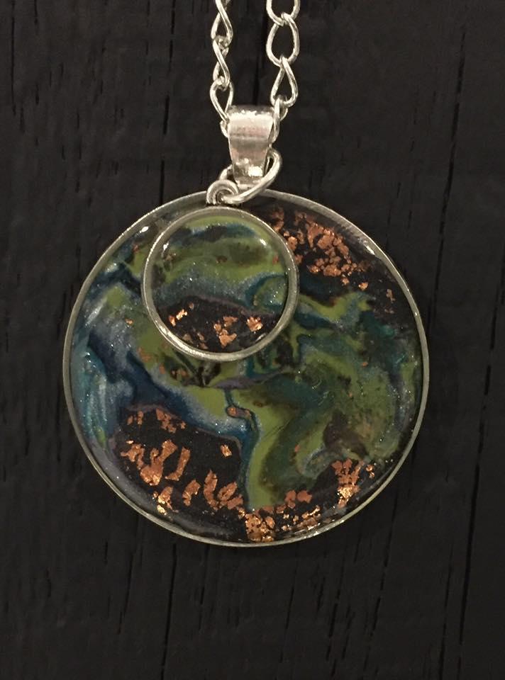 Handmade double bezel copper pendant