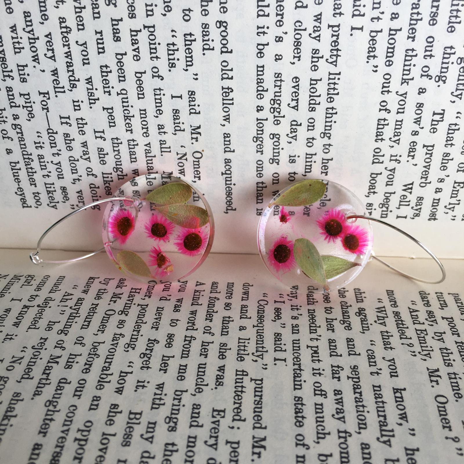 Pink native bloom hoops