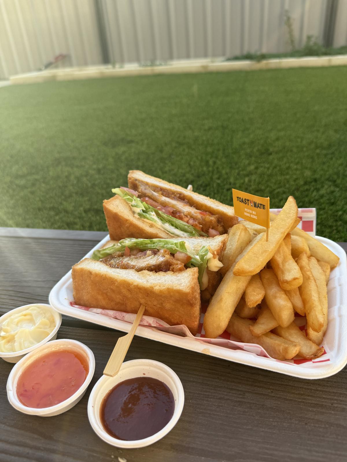 Bland Chicken Toast-Burger with chips