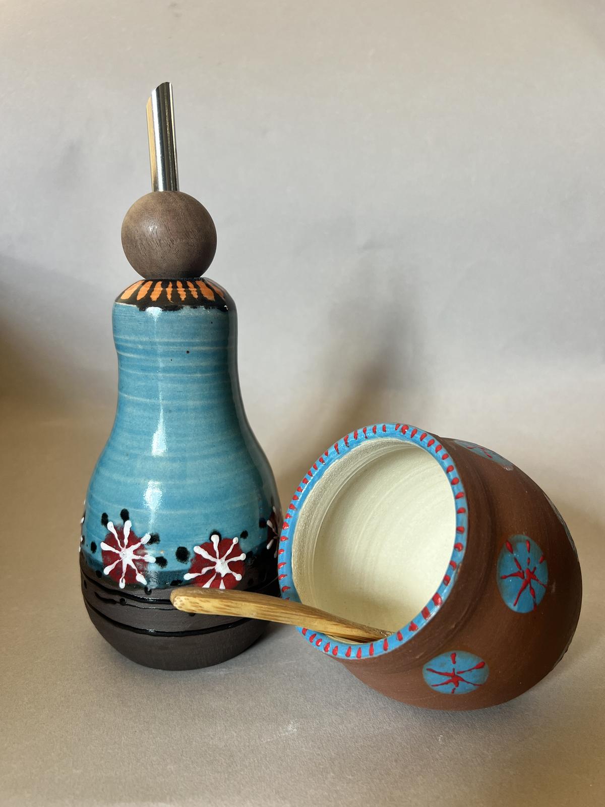 Oil Bottle and Salt Pig