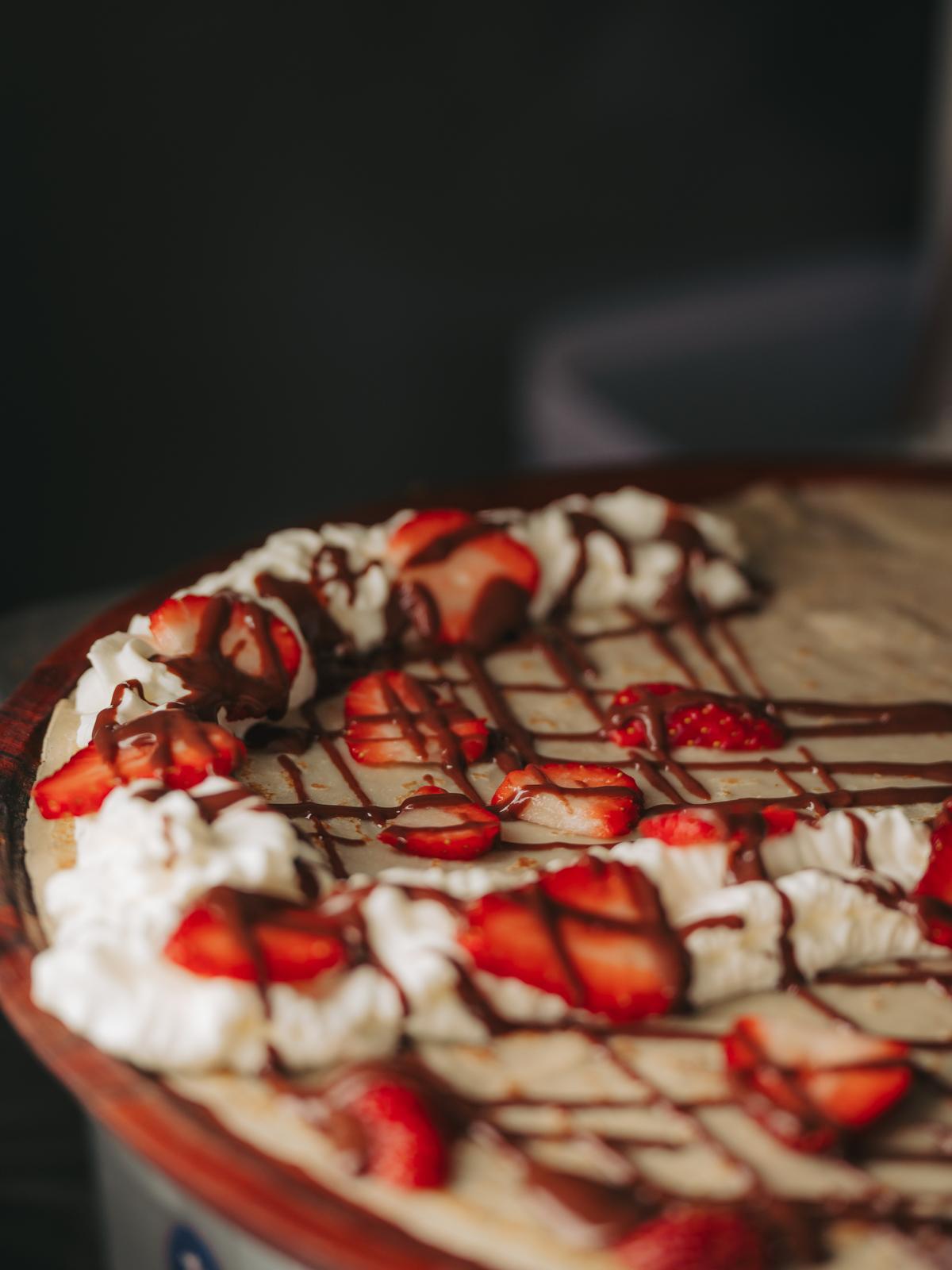 Whipped cream strawberries and nutella