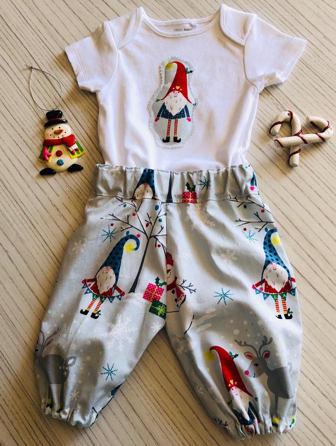 Christmas gnome harem pants and romper