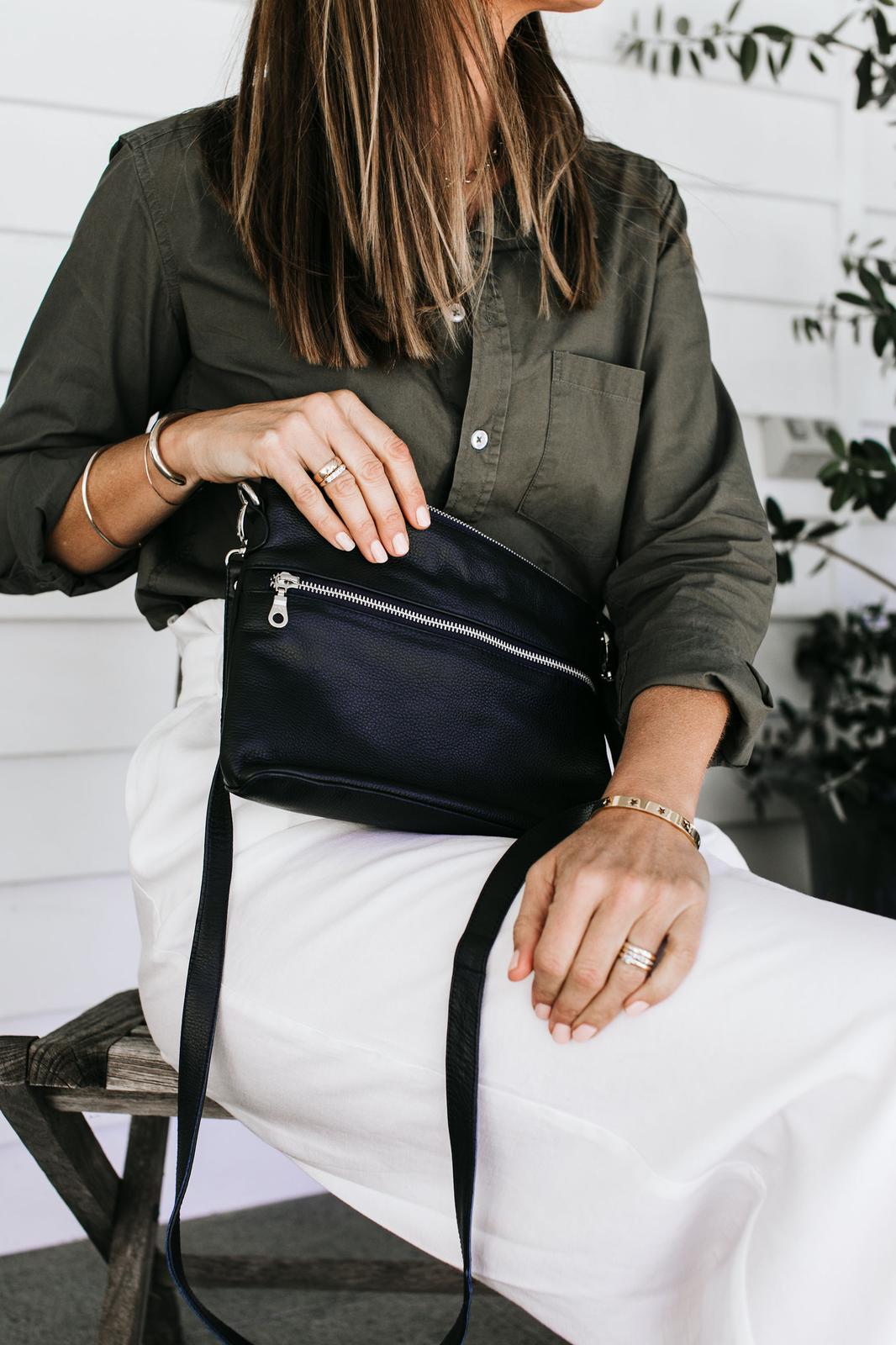 Bahru Leather Mini Rome in French Navy