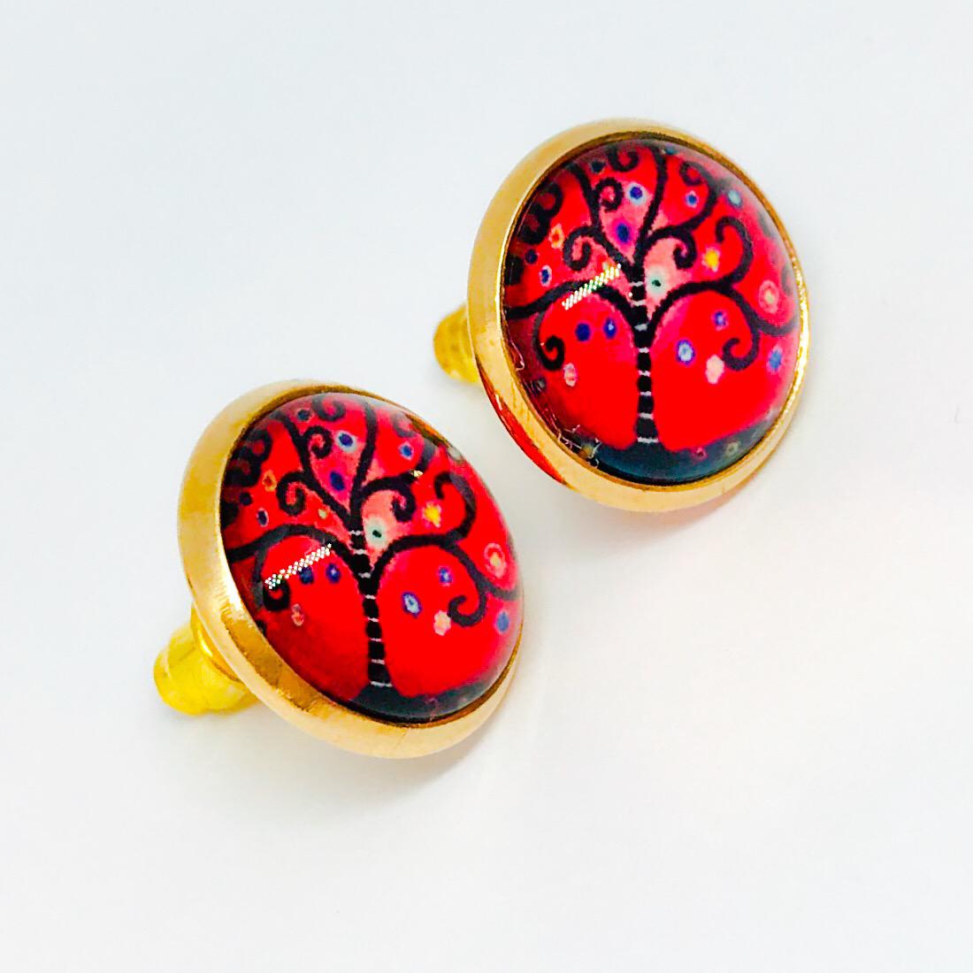 Gold plated cabochon earrings