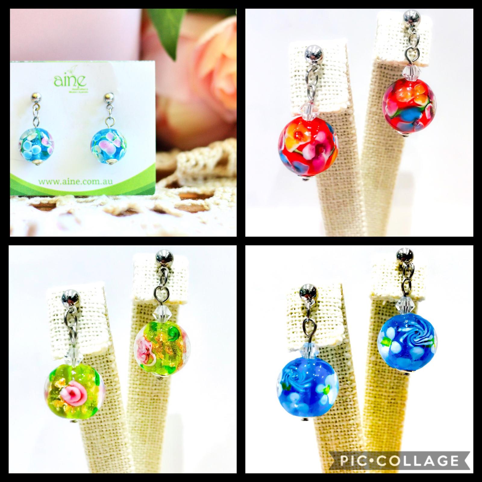 collage handmade glass earrings