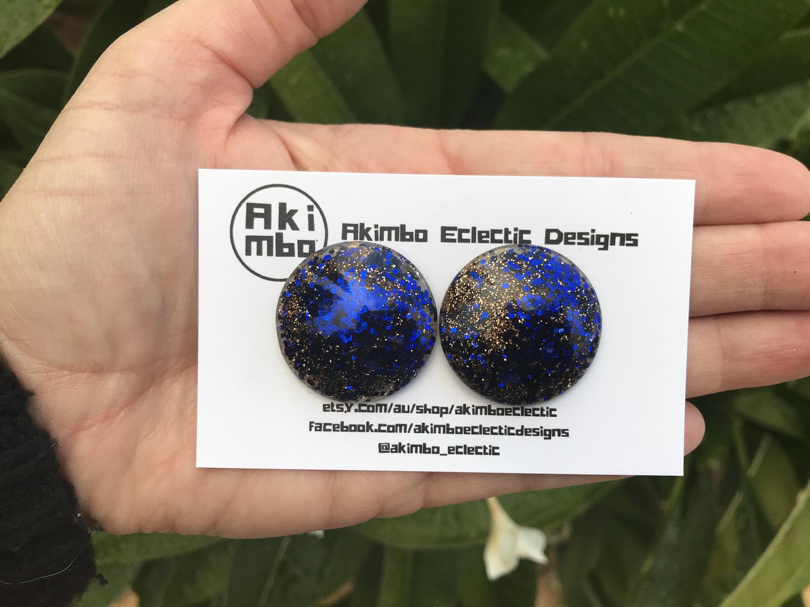 Royal blue and gold studs