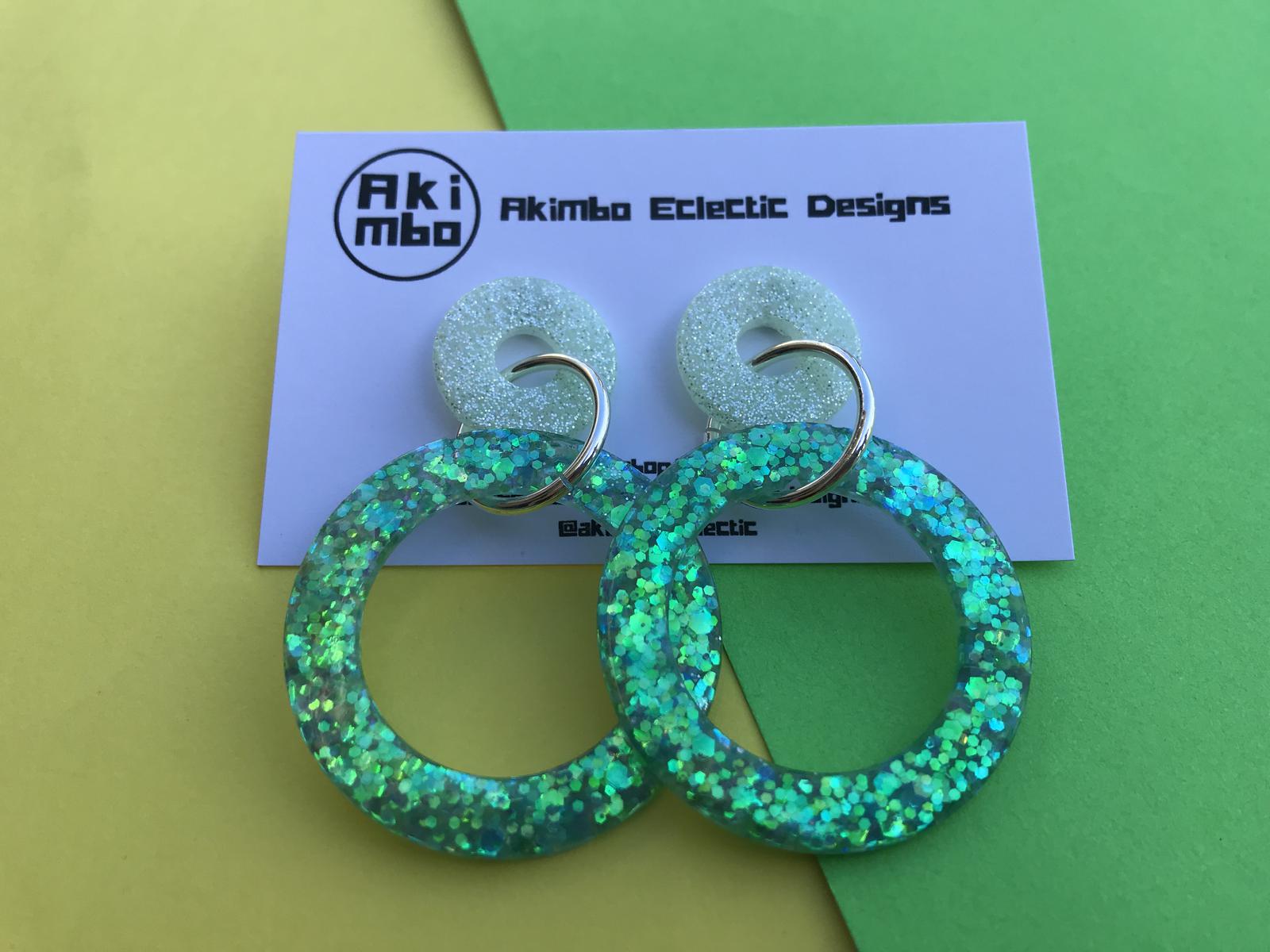 Mint-green double hoops