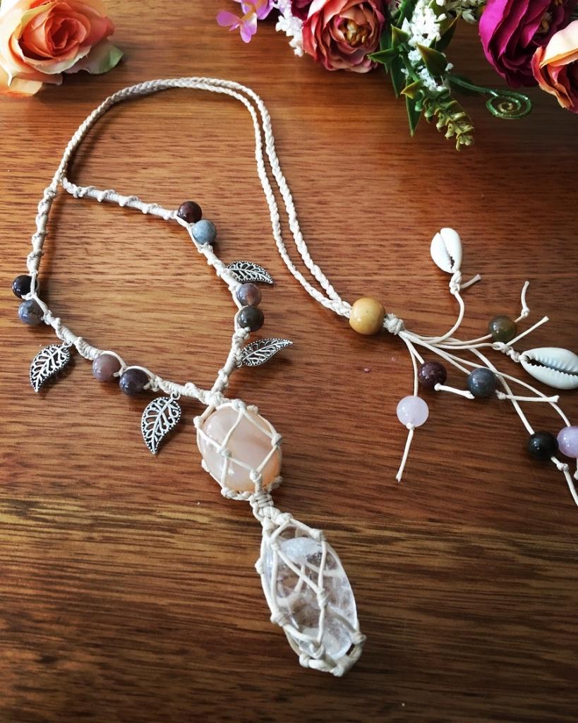 Crystal Amulets - Moonstone and Clear Quartz