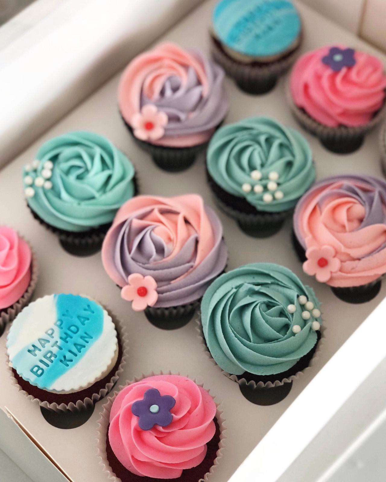 Pink, blue and purple