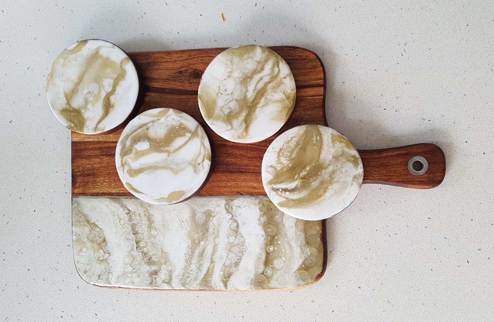 Statement Resin Serving Boards and Coaster Sets