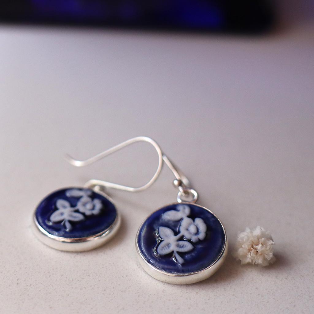 Porcelain and silver earrings