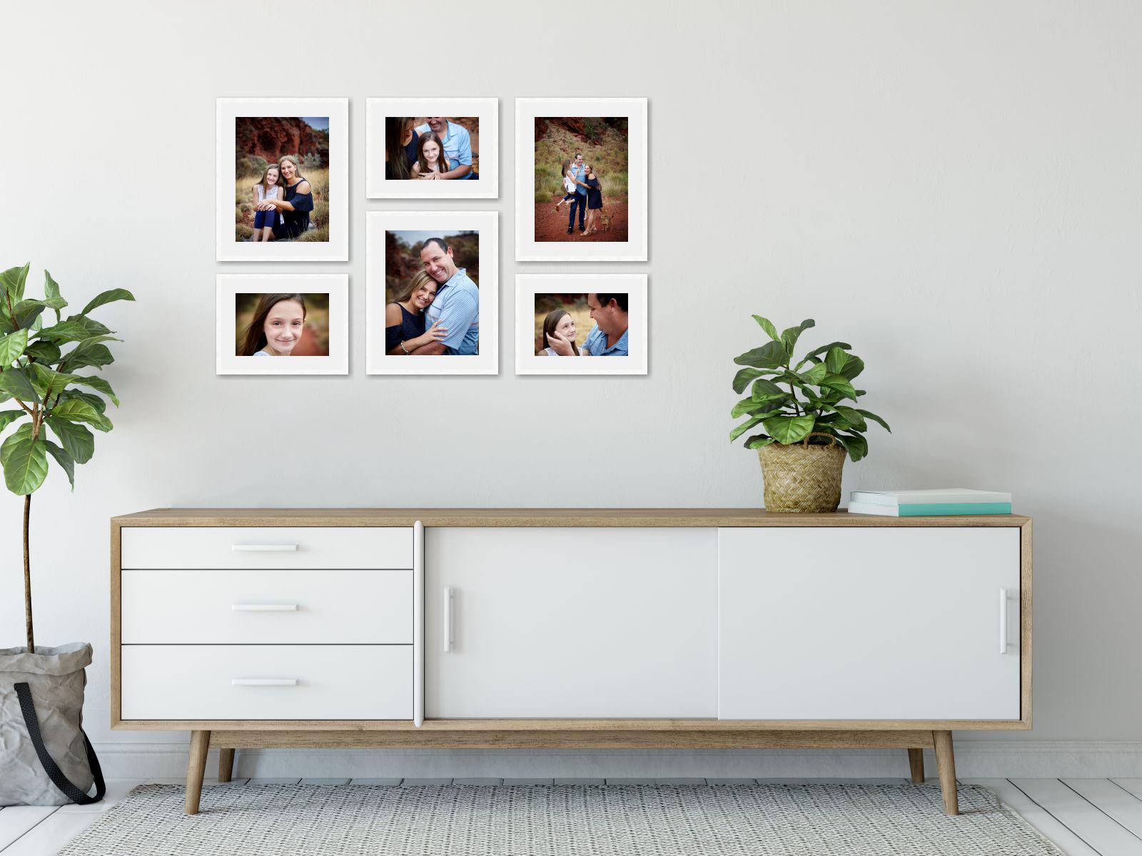 Custom designed, framed fine art feature wall display