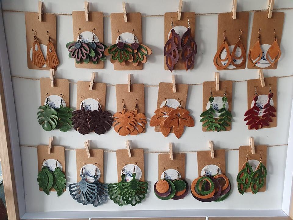 Hand made Camel Leather earrings by Blossom and Bee Boutique