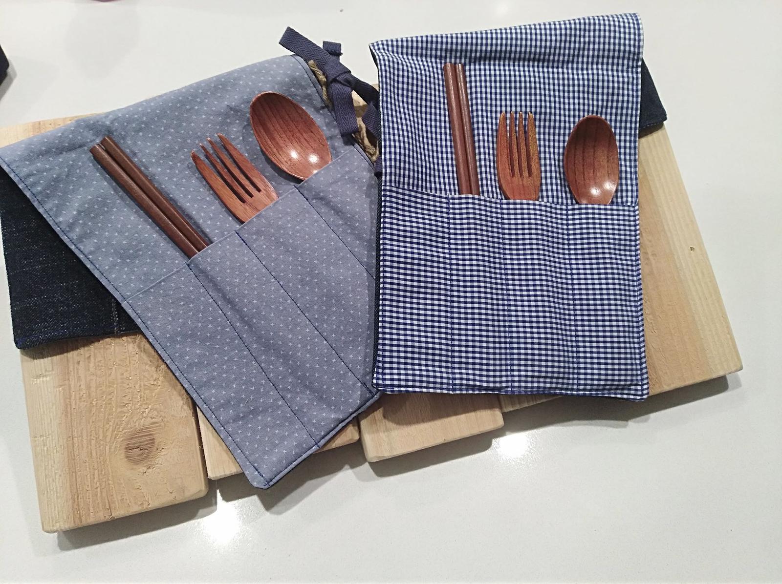 Recycled denim cutlery rolls