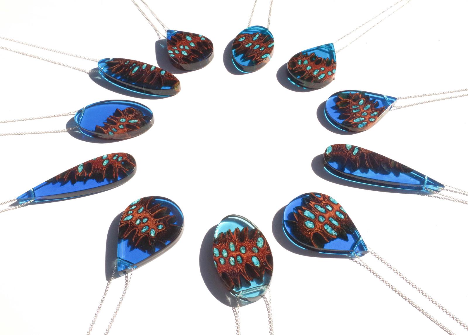 Turquoise inlay pendants