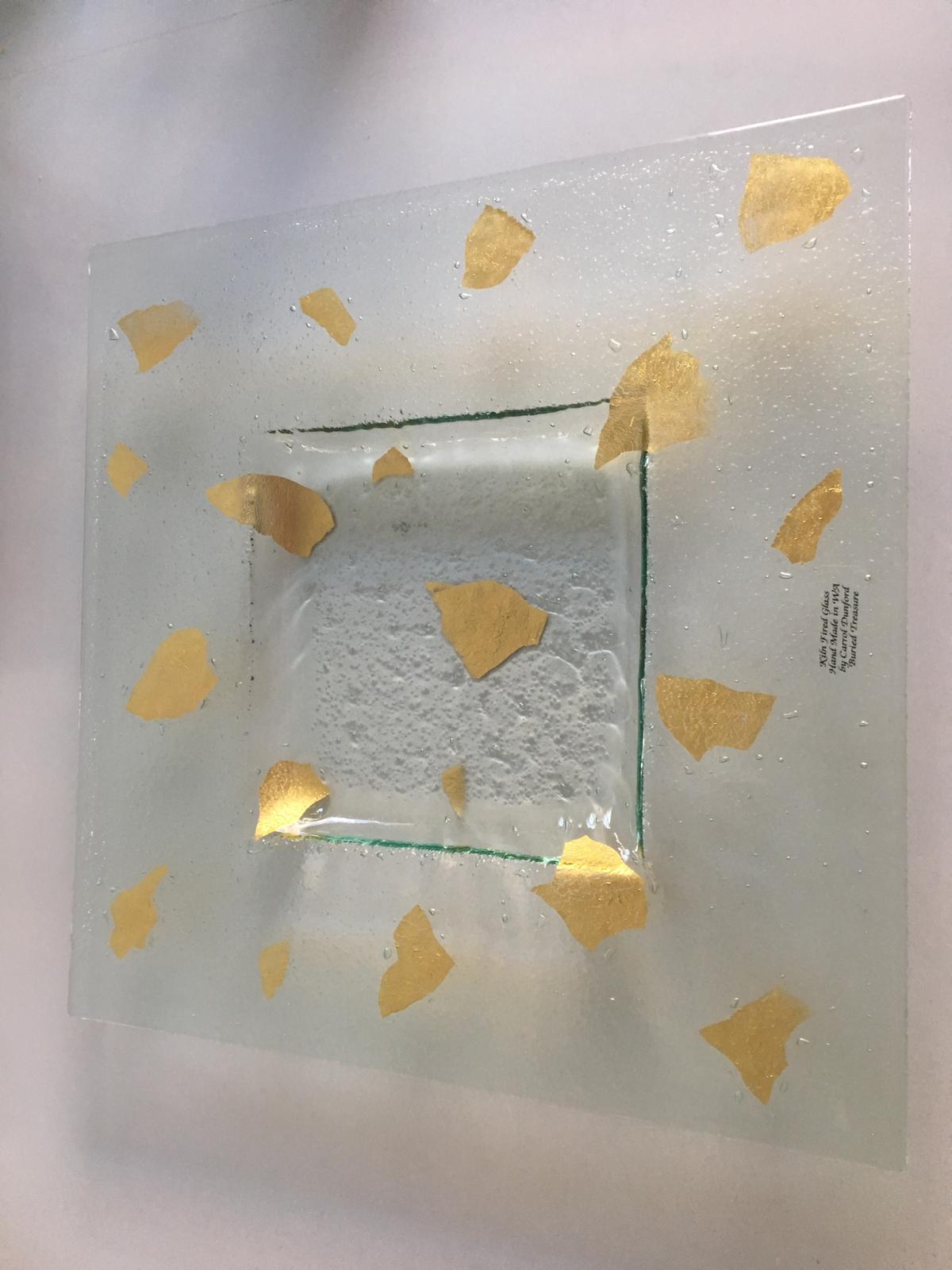 Gold Seam Large Square Platter 18ct Gold
