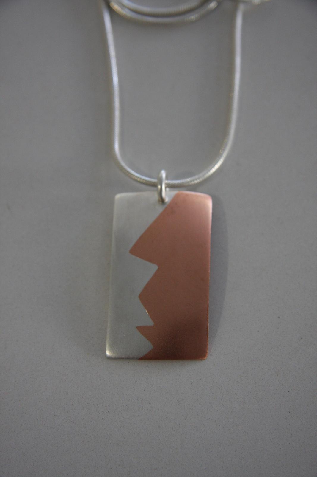 Mixed metal necklace. Copper and Sterling Silver.