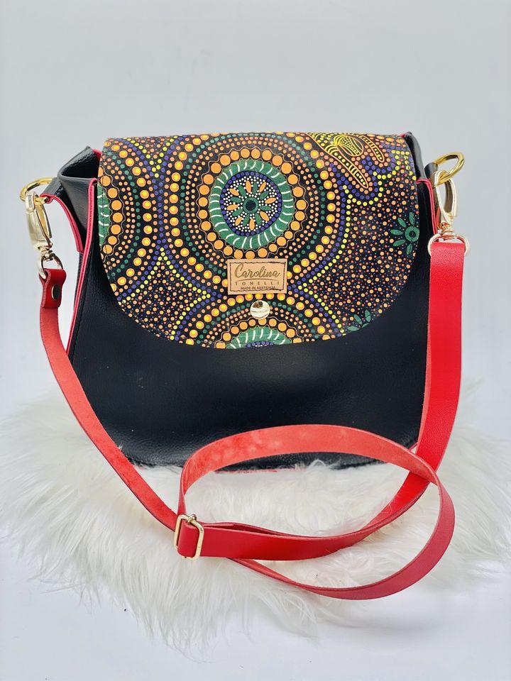 Australian Aboriginal Prints| Handbag | Crossbody | Red&Black | Womans Bag |