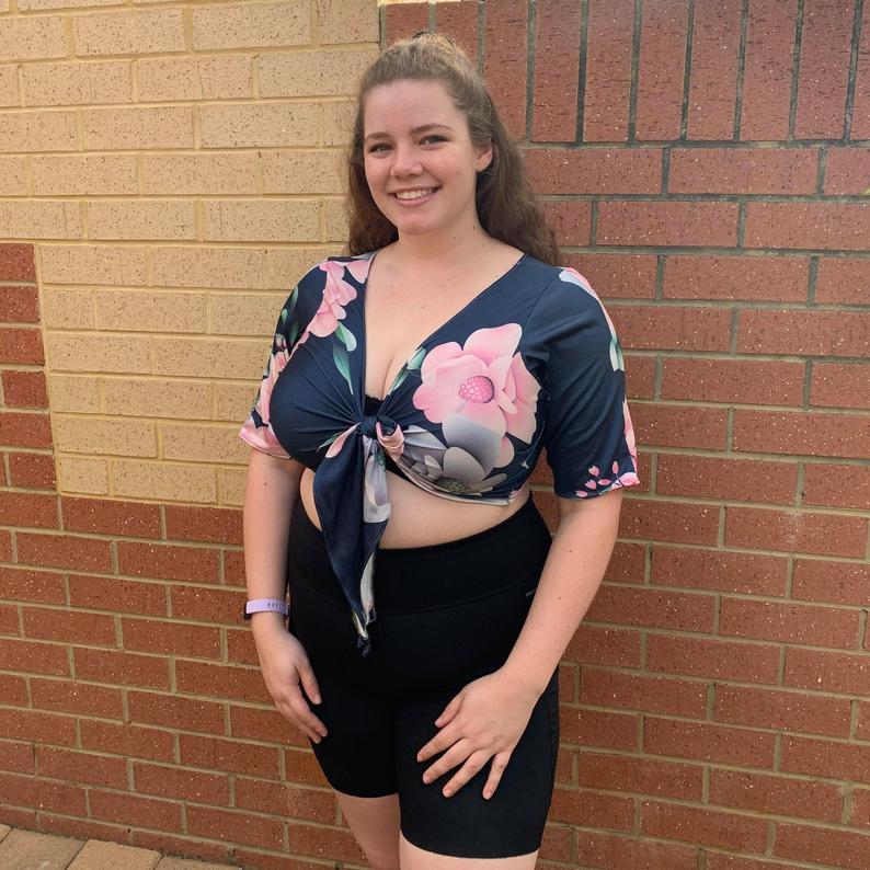 Crossover Crop Top | Plus Size | Curvy | Boho | Tie Up Front | Retro | Festival