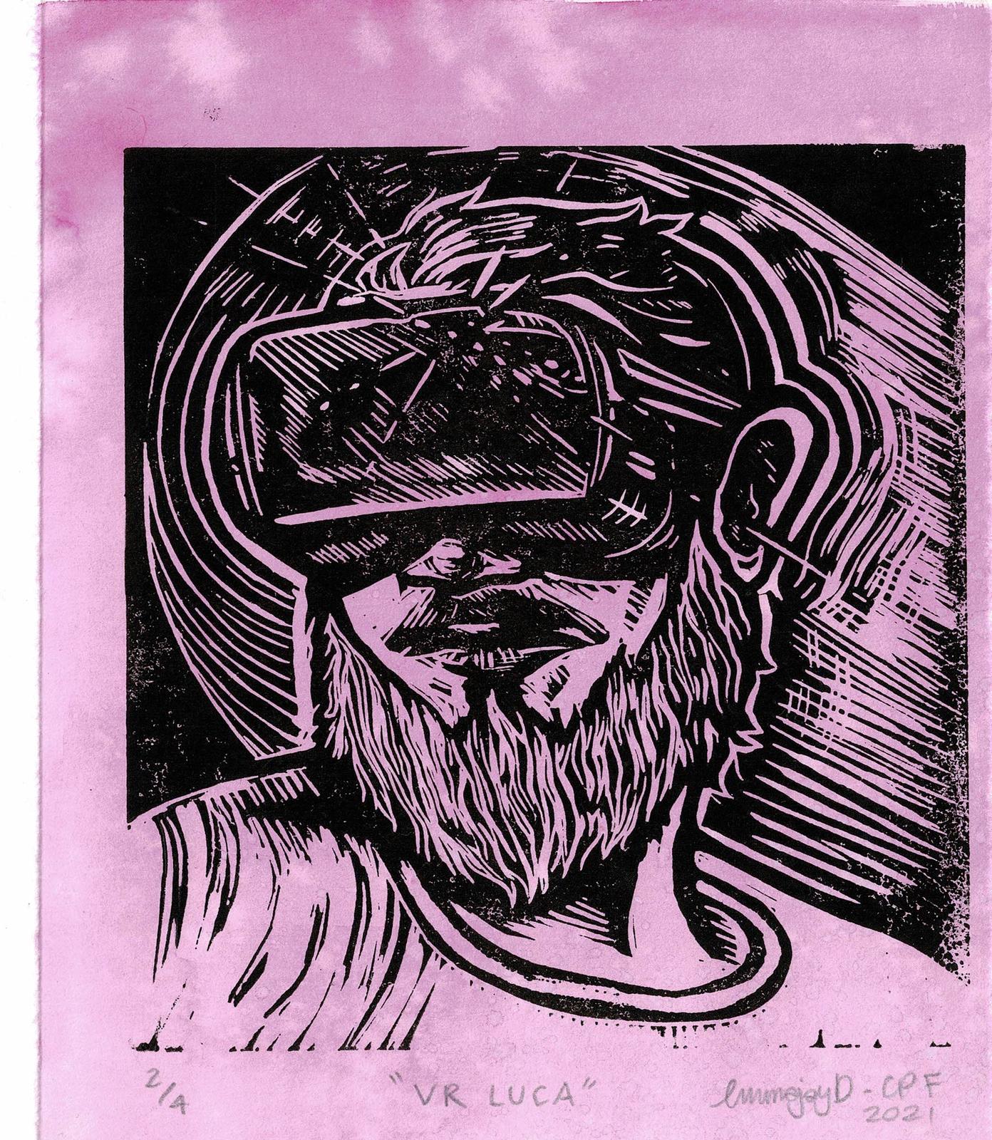 'VR Luca' - Lino Print
