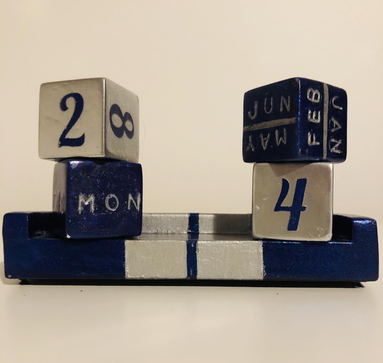 Blue and Silver desk calendar