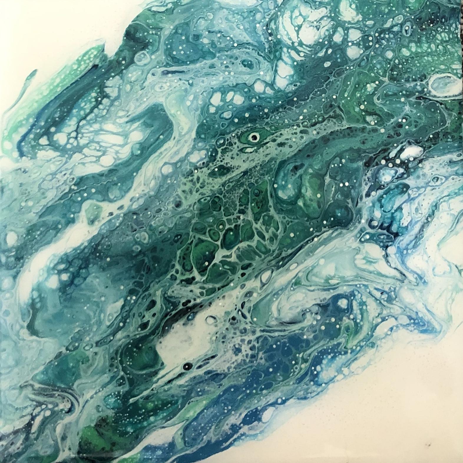 "Aqua Sea" small canvas painting