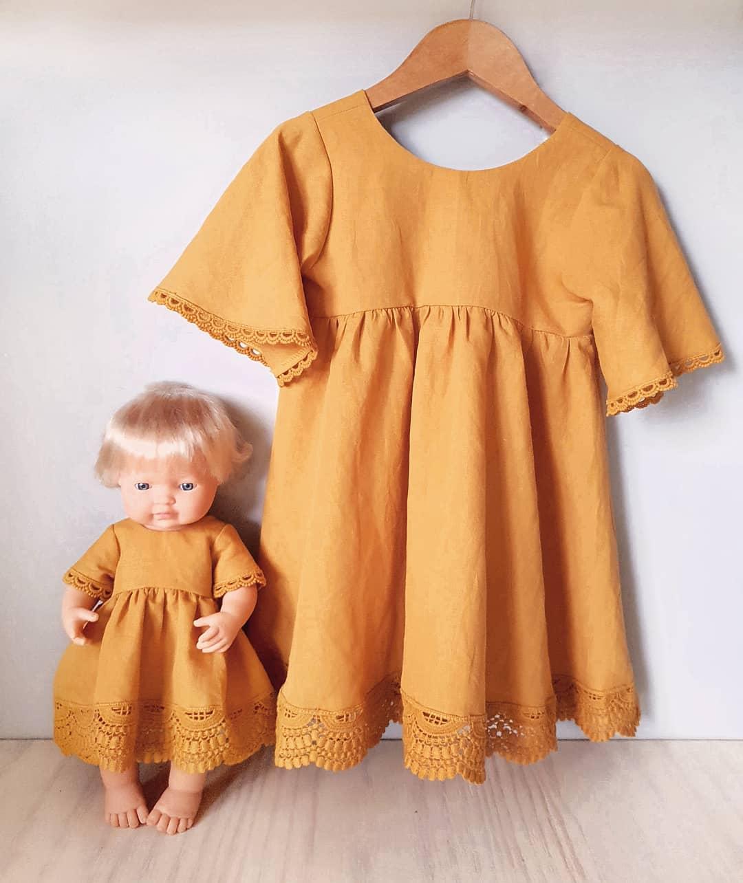 Girls and Dolls matching dresses