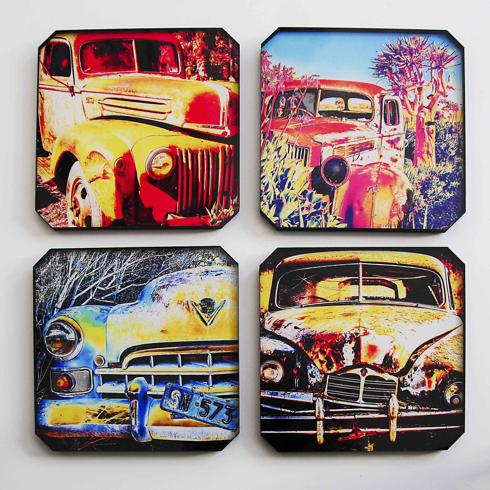 Acrylic photo coasters of retro cars - also custom made