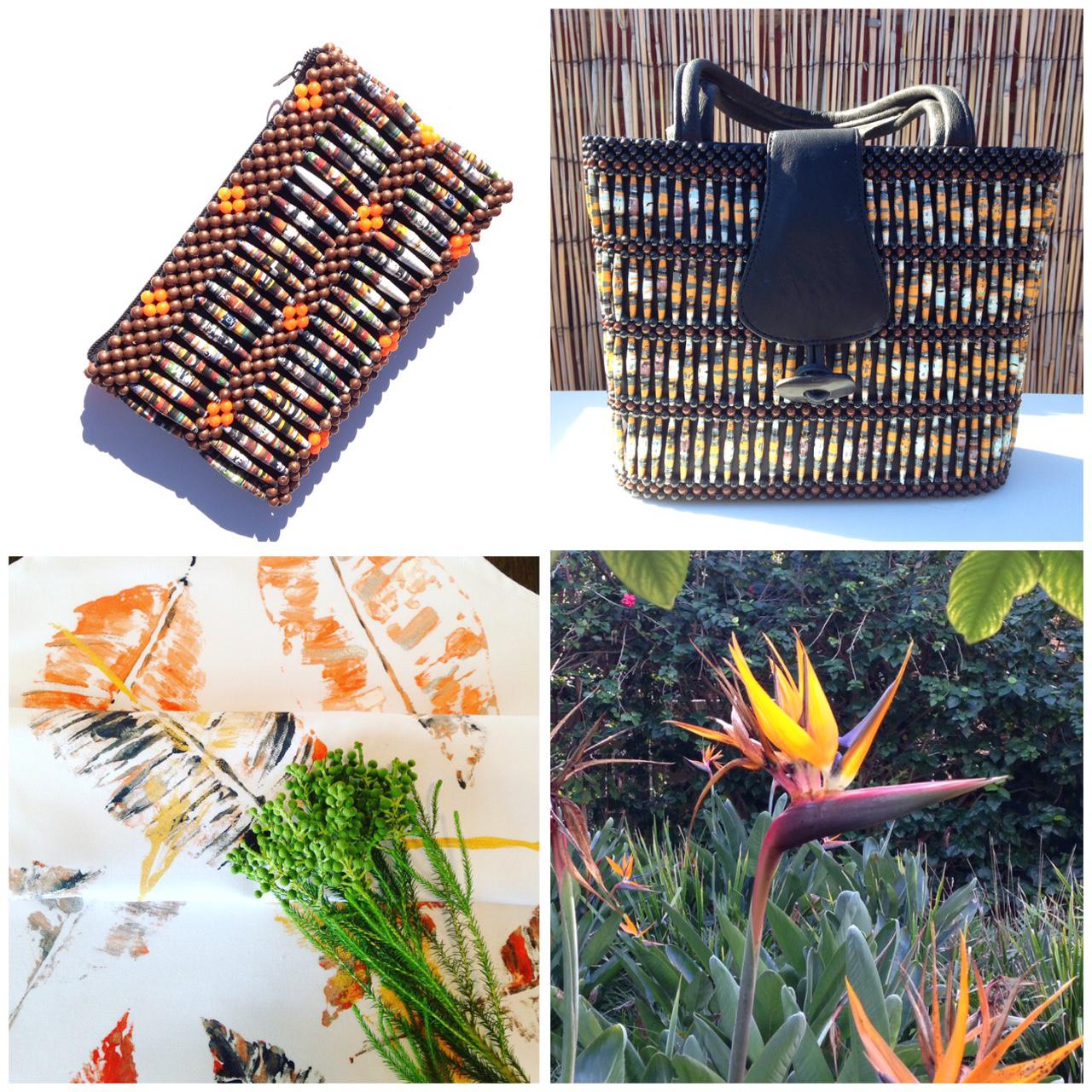 TROPICAL PARADISE - Recycled Magazine/Leather Handbags & Textiles