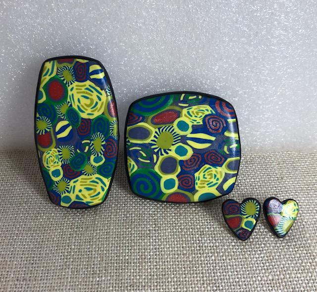 Polymer clay Pendants & matching Studs
