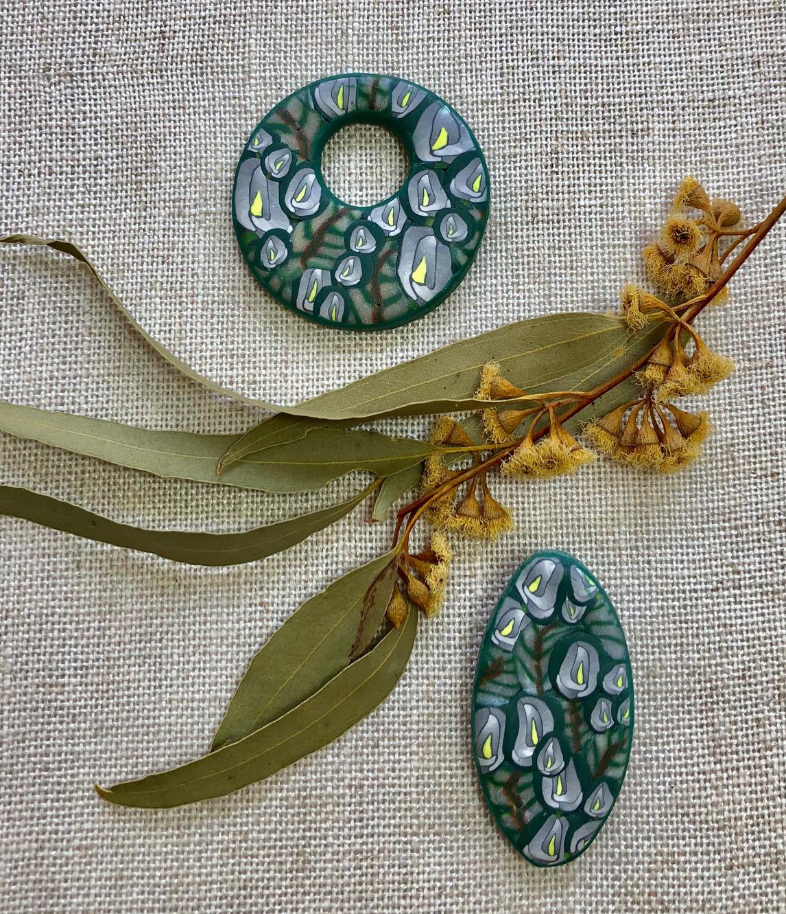 'Lillies' polymer clay pendant