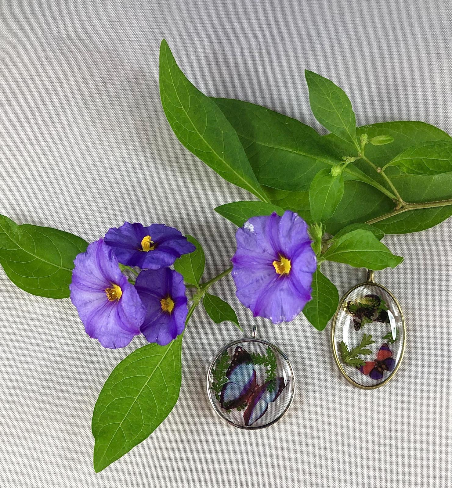 Butterfly Garden resin pendants