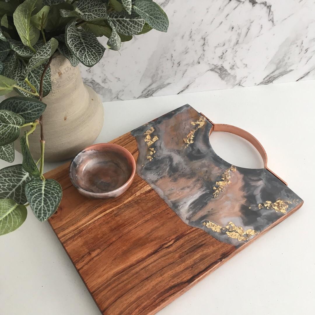 Grey and gold leaf board