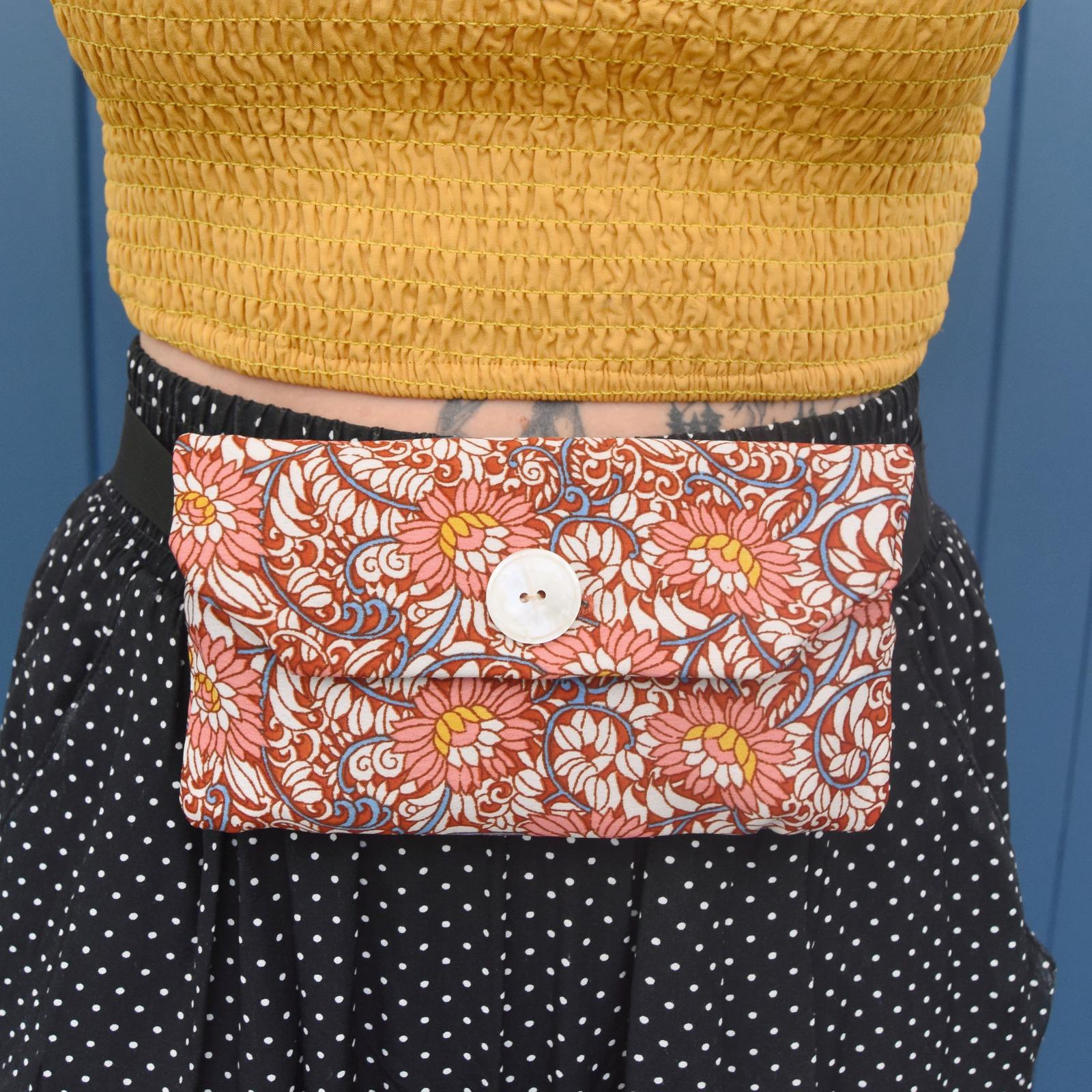 Red floral belt bag